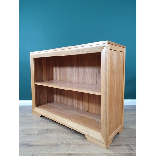 646 - A modern oak open Bookcase on bracket style supports, 3ft 10in W x 2ft 10in H x 15in Deep, (R6)