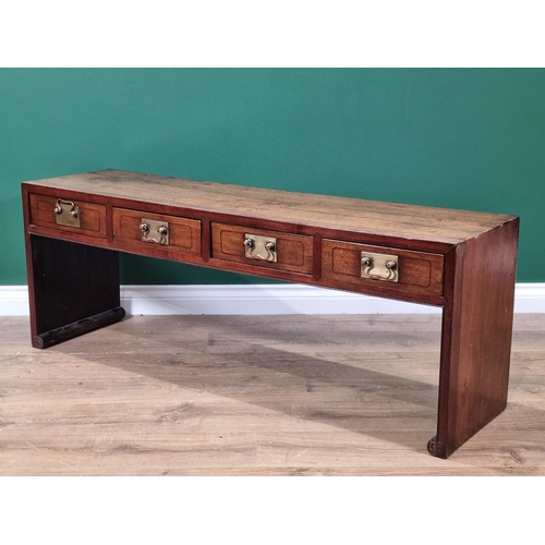 An Oriental mahogany Low Stand with rectangular top and four fitted ...