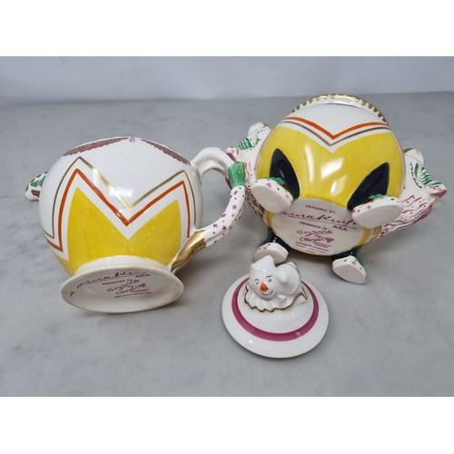 317 - A Clarice Cliff Bizarre Teapot, designed by Dame Laura Knight, a 'circus' design, First Edition, 193... 