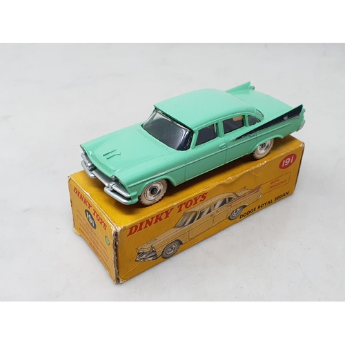 1441 - A boxed Dinky Toys No.191 green Dodge Royal Sedan, Ex plus, box Ex