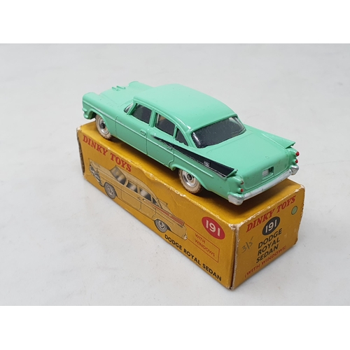 1441 - A boxed Dinky Toys No.191 green Dodge Royal Sedan, Ex plus, box Ex