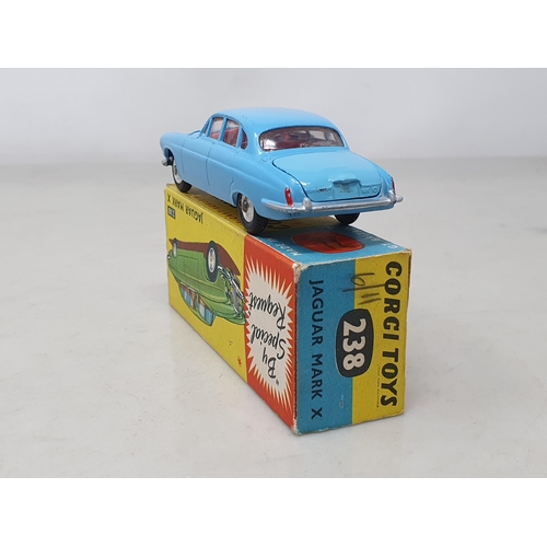 1502 - A boxed Corgi Toys No.238 blue Jaguar Mk.10, Ex box VG-Ex