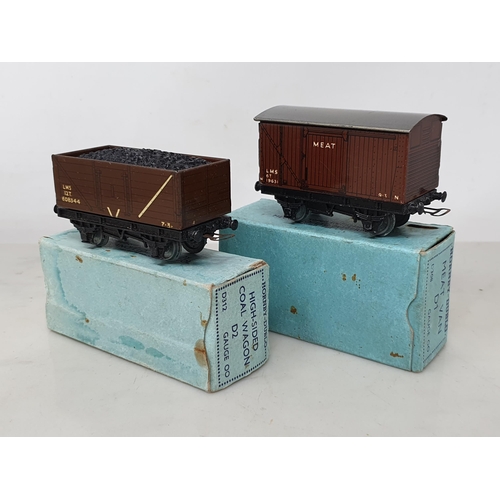 1009 - A boxed pre-war Hornby Dublo LMS Meat Van and LMS High-sided Coal Wagon, both Ex, no signs of fatigu... 