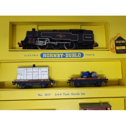 1012 - A boxed Hornby Dublo 2019 rare large chimney  2-6-4T Goods Set, these were the first production usin... 