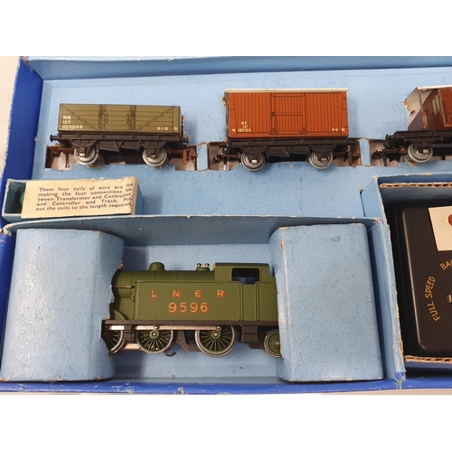 1019 - A boxed Hornby Dublo EDG7 horseshoe LNER Goods Set, M, showing slight use to locomotive which is cor... 