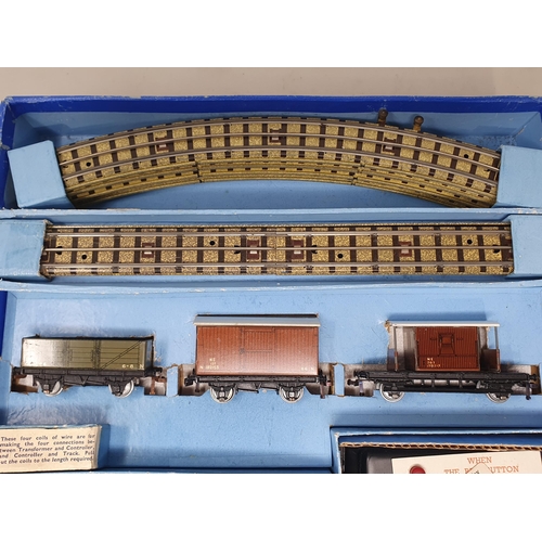 1019 - A boxed Hornby Dublo EDG7 horseshoe LNER Goods Set, M, showing slight use to locomotive which is cor... 