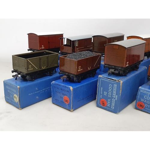 1020 - Five boxed Hornby Dublo NE Wagons including High-sided Coal, and five LMS Wagons including a Meat Va... 