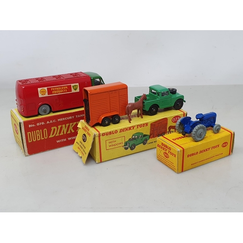 1051 - Three boxed Dublo Dinky Toys including 069 Tractor, 070 Mercury Tanker and 073 Land Rover and Traile... 