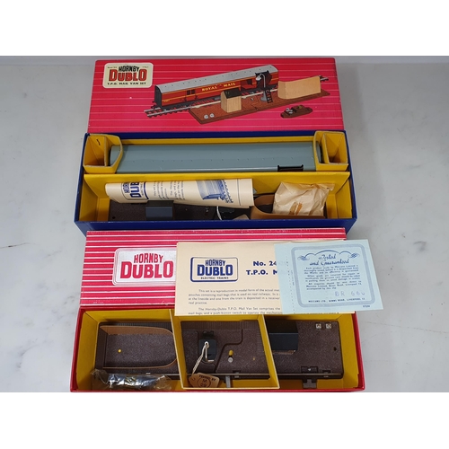 1054 - A reference set of three Hornby Dublo 2 rail T.P.O Equipment including 2400 Set, 4401 T.P.O Mail Van... 