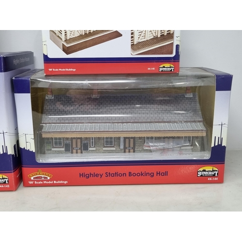 1239 - Six boxed Bachmann Branch-line 00 scale Lineside Buildings including Highley Station Booking Hall, H... 