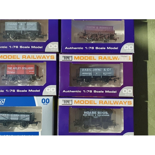 1242 - Nineteen boxe Dapol and one Oxford Rail 00 gauge private owner Plank Wagons including Clee Hill, etc... 