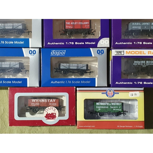 1242 - Nineteen boxe Dapol and one Oxford Rail 00 gauge private owner Plank Wagons including Clee Hill, etc... 