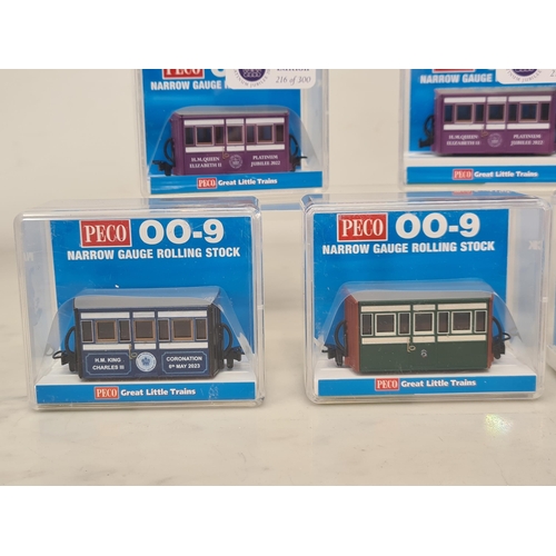 1259 - Seven boxed Peco Great Little Trains 009 gauge Coaches including Glyn Valley Tramway Open-sided, Ffe... 