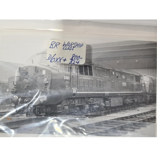 1277 - A box of Railway Photographs including S.R. 'N', 'U', Merchant Navy, West Country Classes. B.R. Stan... 