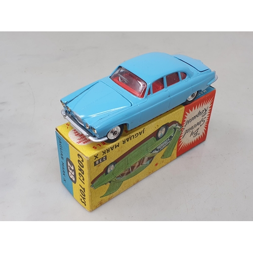 1291 - A boxed Corgi Toys No.238 pale blue Jaguar Mk.10 with luggage in the boot, Nr M-M, box Ex