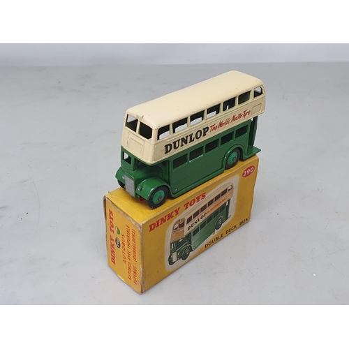 1310 - A boxed Dinky Toys No.290 green and cream Double Deck Bus, Ex plus, box VG