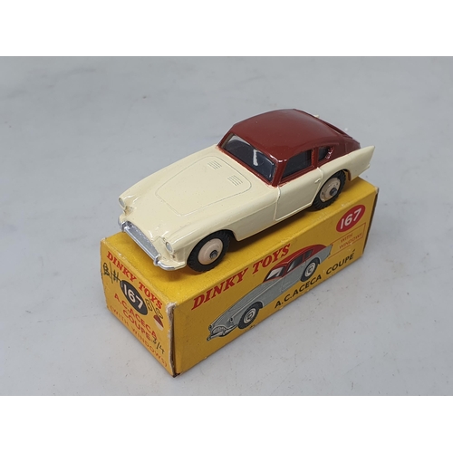 1323 - A boxed Dinky Toys No.167 brown and cream AC Aceca Coupe, M, box Ex plus