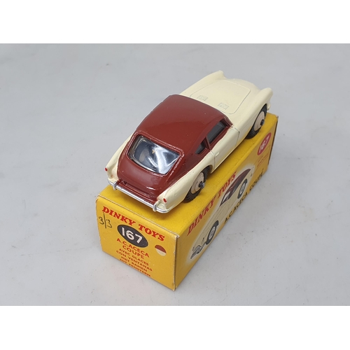 1323 - A boxed Dinky Toys No.167 brown and cream AC Aceca Coupe, M, box Ex plus