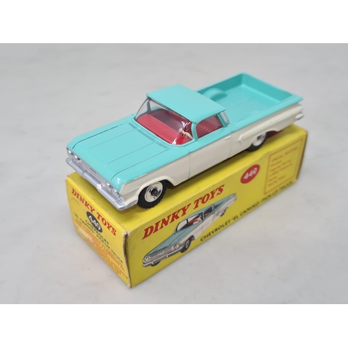 1346 - A boxed Dinky Toys No.449 green and cream Chevrolet 'El Camino' Pick-up with red interiors