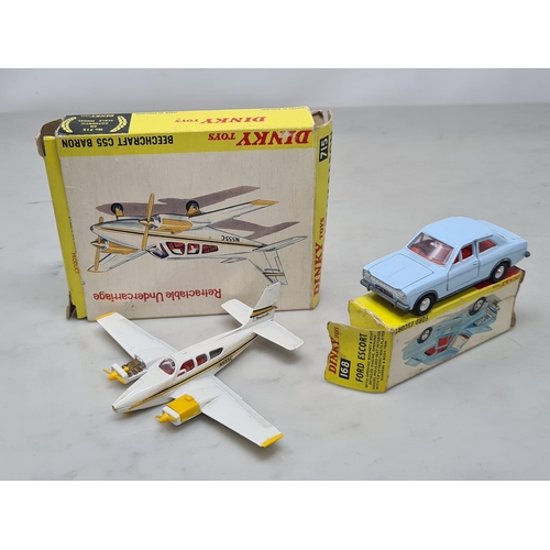 1360 - A boxed Dinky Toys No.168 pale blue Ford Escort, G, box G (one flap tongue missing), and a boxed Din... 