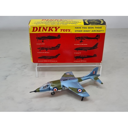 1362 - A boxed Dinky Toys No.722 Hawker Harrier with swivelling jet exhausts, Nr M, box Ex with instruction... 