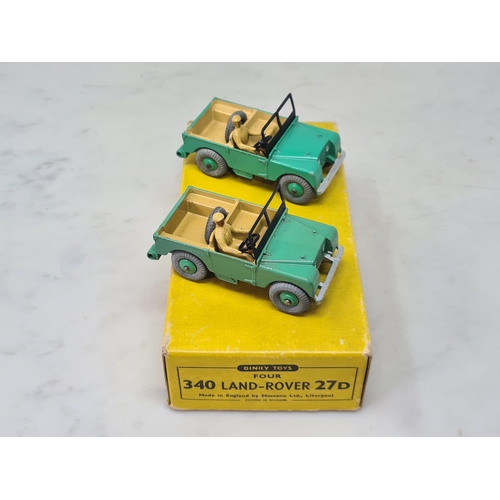 1388 - A Dinky Toys Trade Box 27D Land Rovers with two models, Nr M-M, box Ex plus