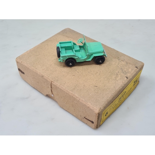 1391 - A Dinky Toys Trade Box 25J Jeep, one pale green model in box, Nr M-M, box VG with original dividers