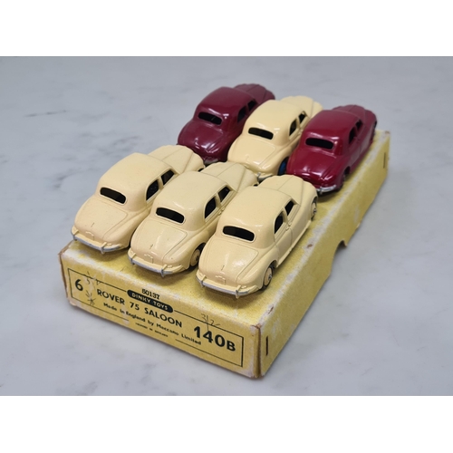 1396 - A Dinky Toys Trade Box 140B Rover 75 Saloon containing two maroon and four cream models, Nr M-M, box... 