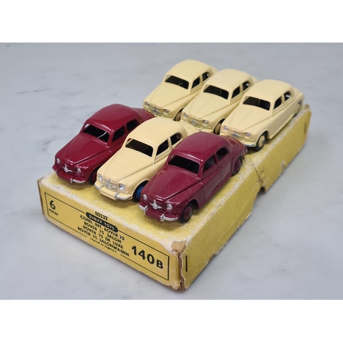 1396 - A Dinky Toys Trade Box 140B Rover 75 Saloon containing two maroon and four cream models, Nr M-M, box... 