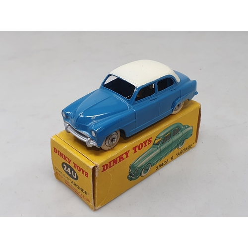 1402 - A boxed French Dinky Toys No.24U blue and white Simca 9 'Aronde', Nr M-M, box Ex