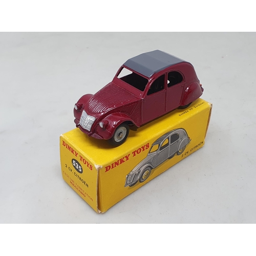 1403 - A boxed French Dinky Toys No.535 maroon Citroen 2CV, Nr M-M, box superb