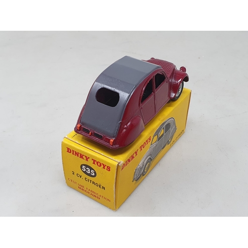 1403 - A boxed French Dinky Toys No.535 maroon Citroen 2CV, Nr M-M, box superb