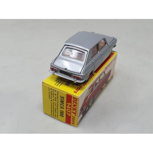 1404 - A boxed French Dinky Toys No.1407 silver Simca 1100, Nr M, box superb