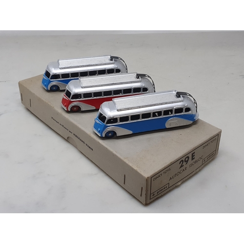 1410 - A French Dinky Toys No.29E Isobloc Coach Trade Box containing three models, Nr M-M, box superb with ... 