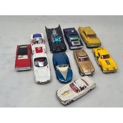 1456 - Ten unboxed play worn Corgi Toys including James Bond Aston Martin DB5, Batmobile, Marlin Rambler Fa... 