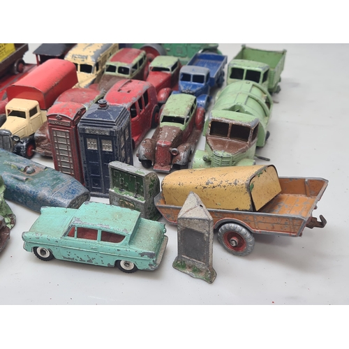 1464 - A box of assorted play worn Dinky Toys and other diecast Models, some A/F and re-painted