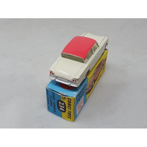 1468 - A boxed Corgi Toys No.234 cream and pink Ford Consul Classic, M, box Nr perfect