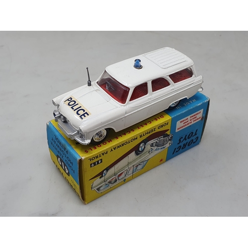 1471 - A boxed Corgi Toys No.419 Ford Zephyr Motorway Patrol with dished hubs, M, box Nr perfect