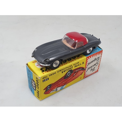 1472 - A boxed Corgi Toys No.307 graphite Jaguar E-type, M, box superb