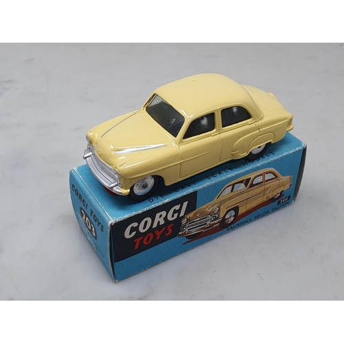 1473 - A boxed Corgi Toys No.203 yellow Vauxhall Velox Saloon, Nr M-M, box Ex