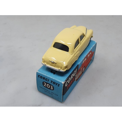 1473 - A boxed Corgi Toys No.203 yellow Vauxhall Velox Saloon, Nr M-M, box Ex