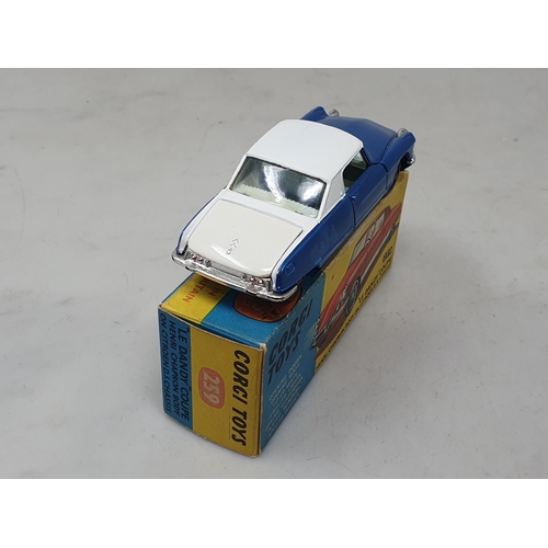 1475 - A boxed Corgi Toys No.259 blue Citroen 'Le Dandy' with Henri Chapron body, Nr M, box Ex