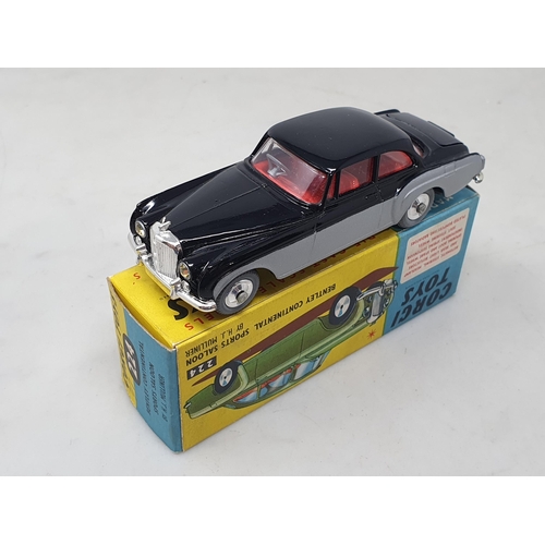 1479 - A boxed Corgi Toys No.224 black and grey Bentley Continental Sports Saloon, Nr M-M, box Ex plus