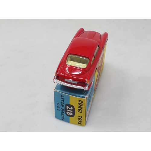 1485 - A boxed Corgi Toys No.218 red Aston Martin D.B.4, nR m-m, BOX eX