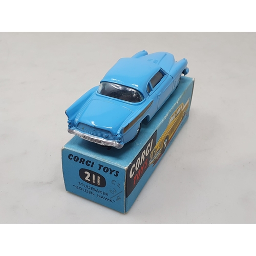 1488 - A boxed Corgi Toys No.211 blue Studebaker Golden Hawk, Nr M-M, box Ex plus