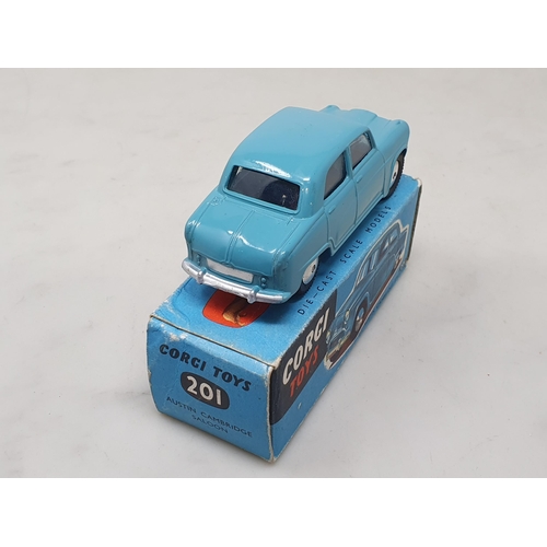 1489 - A boxed Corgi Toys No.201 blue Austin Cambridge Saloon, Nr M-M, box VG