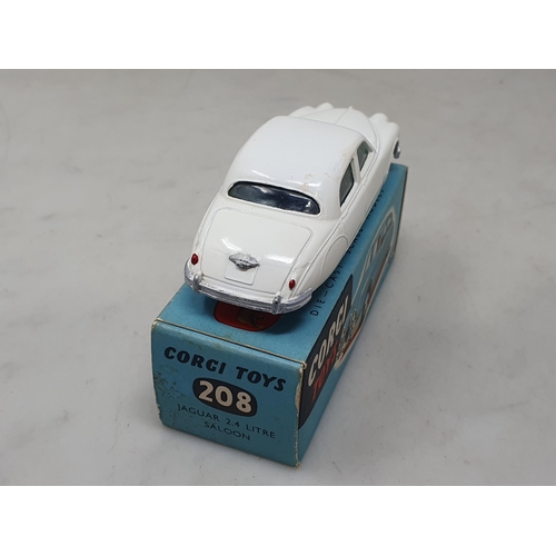 1493 - A boxed Corgi Toys No.208 white Jaguar 2.4l Saloon, Ex, box Ex plus