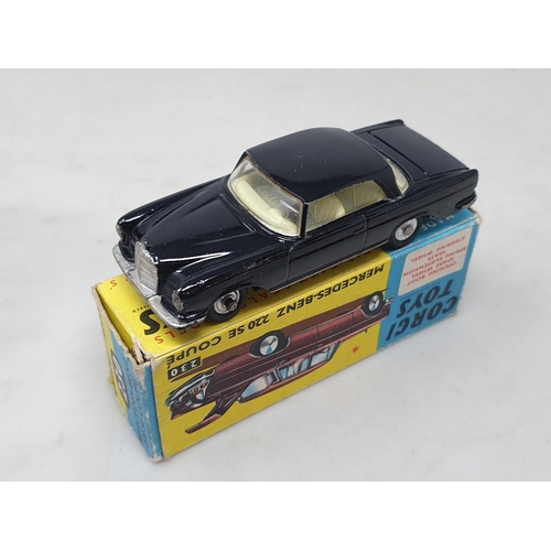 1495 - A boxed Corgi Toys No.230 black Mercedes 220SE Coupe, M, box Ex