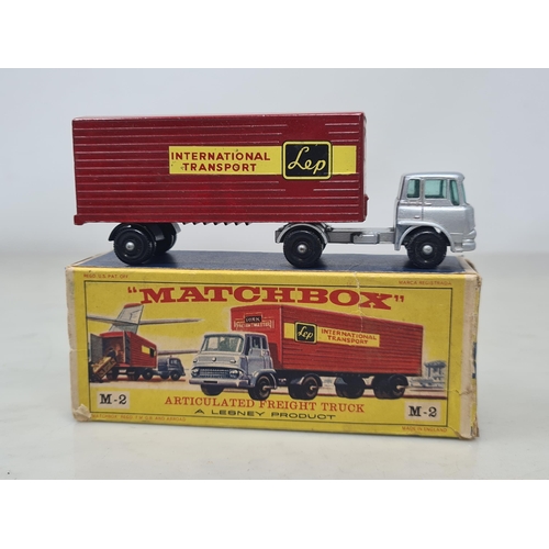 1508 - A boxed Lesney Match box M-2 Articulated Freight Truck, Ex plus, box VG-Ex