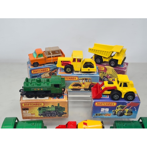 1510 - Nin boxed Matchbox Superfast Models including No.19 Cement Truck, 2x No.24 Diesel Shunter, No.29 Tra... 